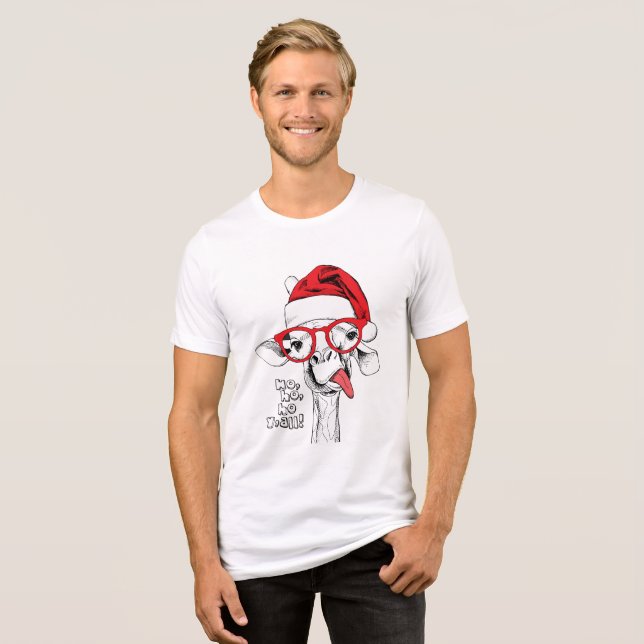 T-shirt En Tri-matière Hipster Christmas Giraffe | Vacances (Recto plein)