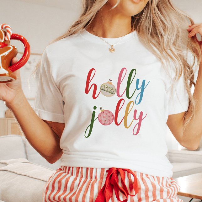 T-shirt En Tri-matière Holly Jolly Noël Fun Typographie (Créateur téléchargé)
