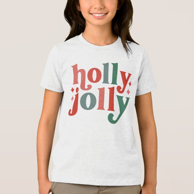 T-shirt En Tri-matière Holly Jolly - Typographie des Fêtes Rétro (Recto)