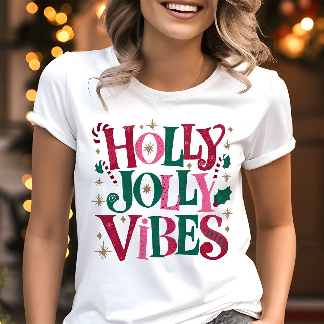 T-shirt En Tri-matière Holly Jolly Vibes Christmas Retro (Créateur téléchargé)