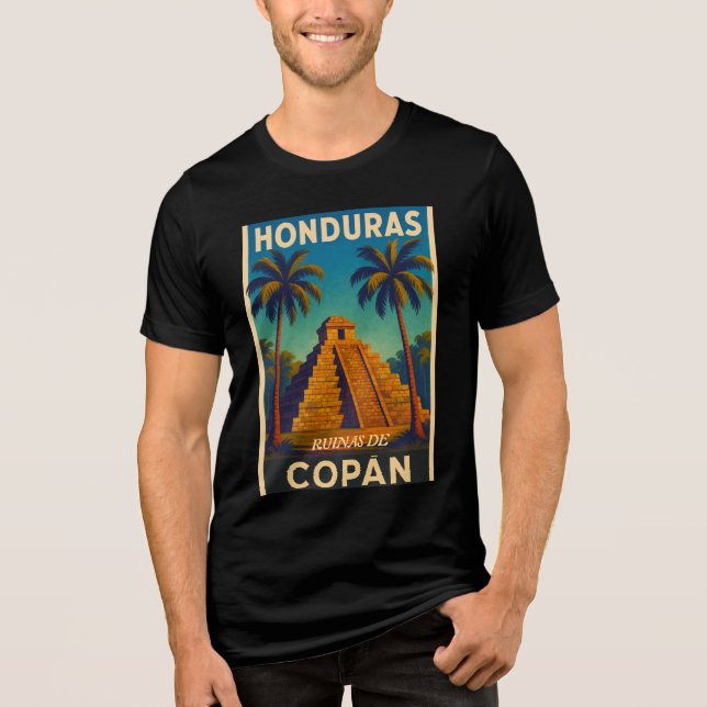 T-shirt En Tri-matière  Honduras Ruinas de Copán Retro poster (Recto)
