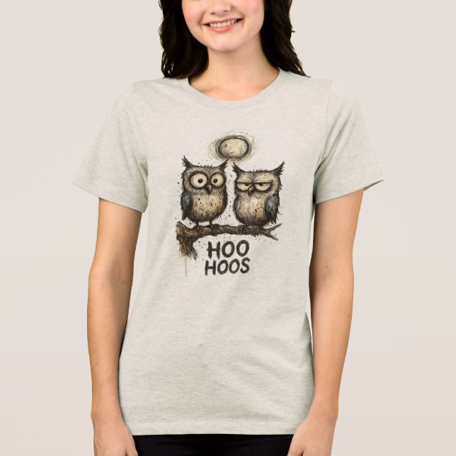 T-shirt En Tri-matière HOO HOOS Grunge Owl Illustration – Sketchy Ink (Recto)