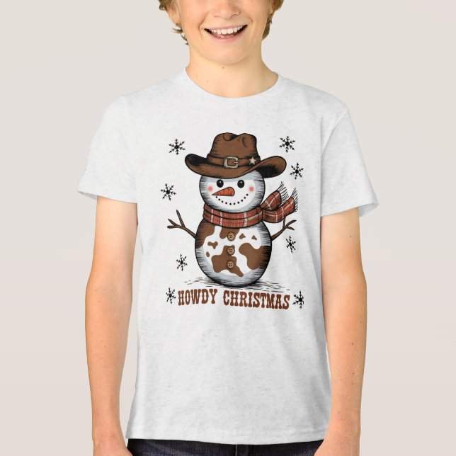 T-shirt En Tri-matière Howdy Christmas Snowman  (Recto)