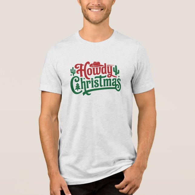 T-shirt En Tri-matière Howdy Christmas Western Red Green Typographie (Recto)