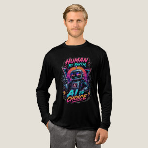 T-shirt En Tri-matière Humain de naissance, IA par choix, néon robotique