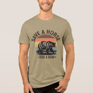 T-shirt En Tri-matière Humour Gay Bear Pride Enregistrer Un Cheval Ride U