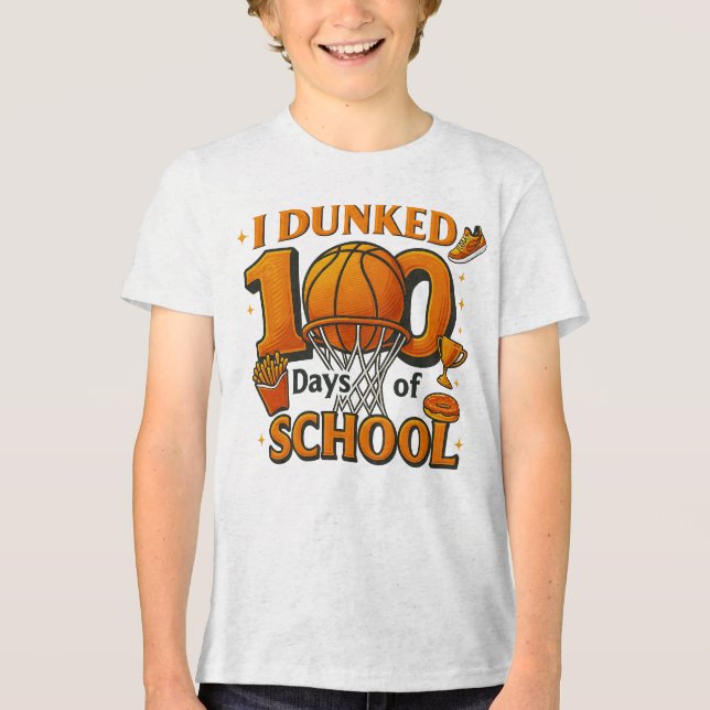 T-shirt En Tri-matière I Dunked 100 Days Of School Basketball Student (Recto)