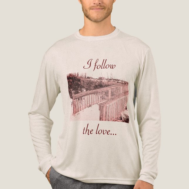 T-shirt En Tri-matière "I Follow Love" Pink Beach Walkway Art Dessin (Recto)