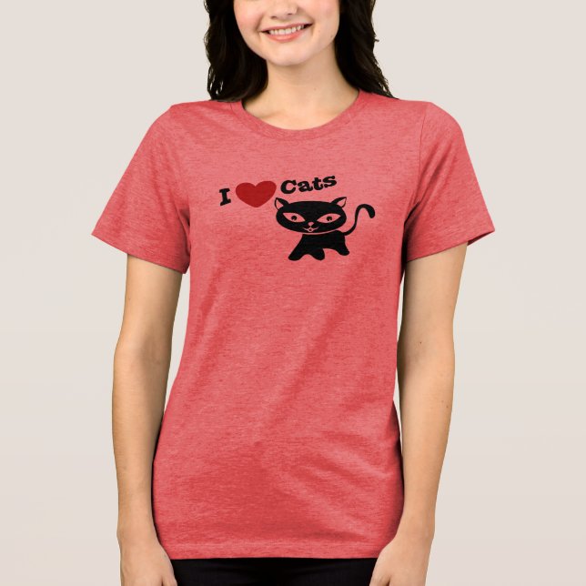 T-shirt En Tri-matière I Love Cat (Recto)