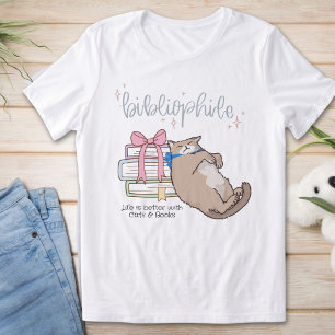 T-shirt En Tri-matière I Love Cats and Books, Funny Bibliophile