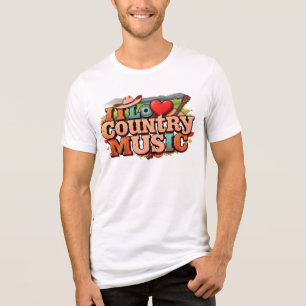 T-shirt En Tri-matière I Love Country Music - Retro Western Style Design