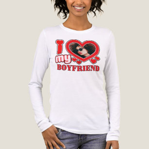 T-shirt En Tri-matière I Love My Boyfriend Photo personnalisée Coeur