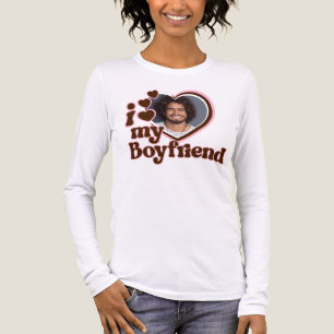 T-shirt En Tri-matière I Love My Boyfriend Photo Pink Brown