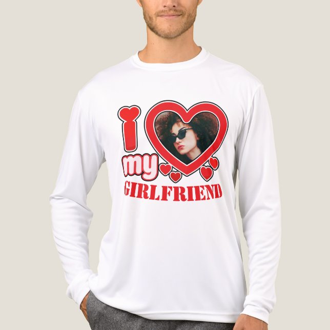 T-shirt En Tri-matière I Love My Girlfriend Photo Texte personnalisé (Recto)