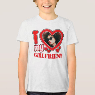 T-shirt En Tri-matière I Love My Girlfriend Photo Texte personnalisé