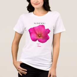 T-shirt En Tri-matière I Love You - Rose -Valentines Personalized  