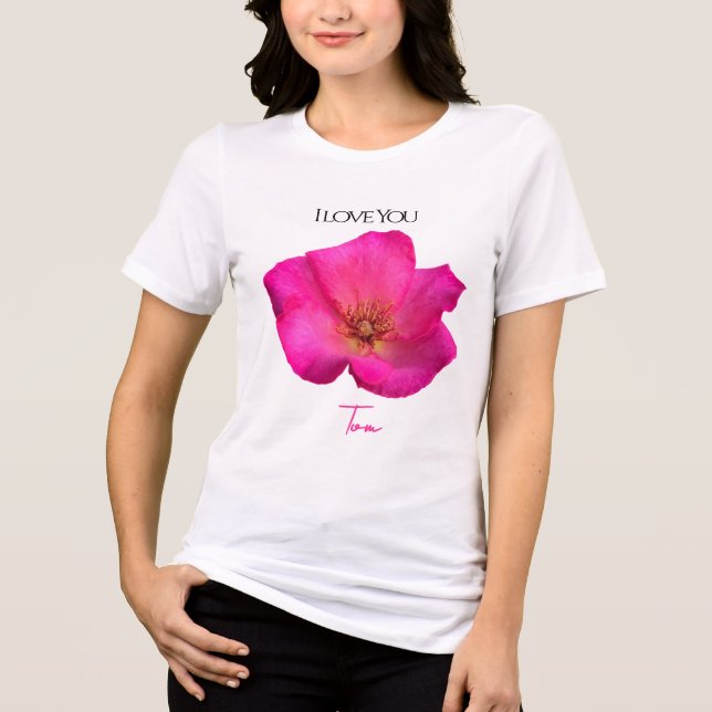 T-shirt En Tri-matière I Love You - Rose -Valentines Personalized   (Recto)
