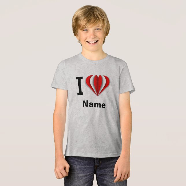 T-shirt En Tri-matière "I Love [Your Name]" Coeur (Recto plein)