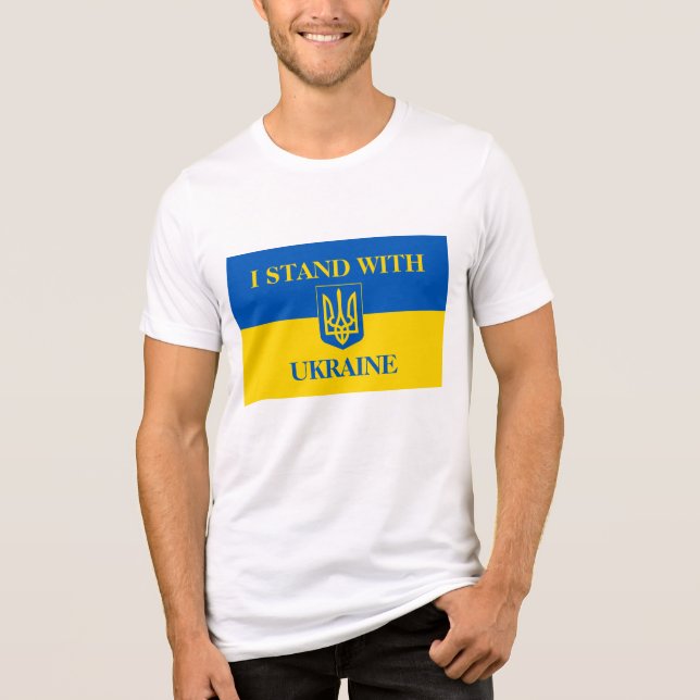 T-shirt En Tri-matière I STAND WUTH UKRAINE. Ukrainian flag.Coat of Arms (Recto)