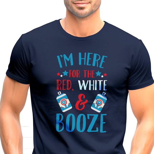 T-shirt En Tri-matière Ici pour le Rouge Blanc et Alcool Patriotique Drôl (Créateur téléchargé)