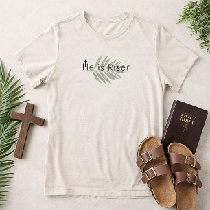 T-shirt En Tri-matière  Il Est Ressuscité Trois Croix Feuille de Palmier 