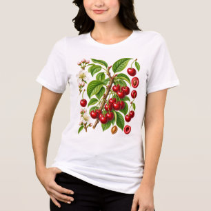T-shirt En Tri-matière Illustration botanique vintage de cerisier