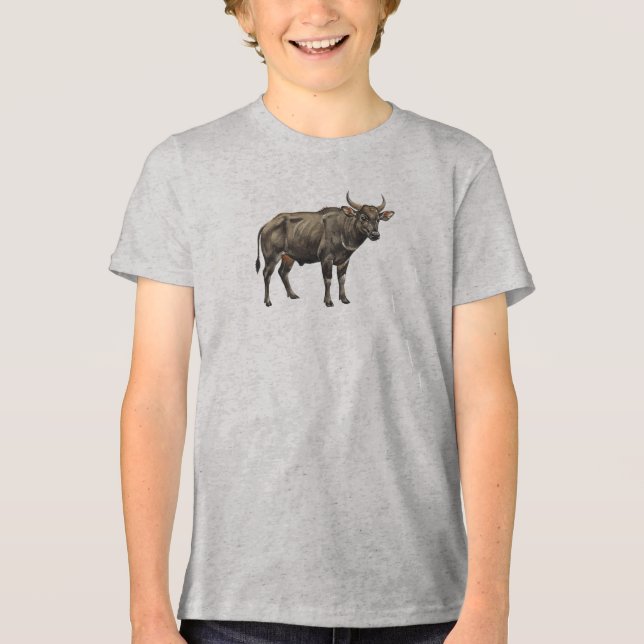 T-shirt En Tri-matière Illustration de buffle d'eau à l'aquarelle (Recto)