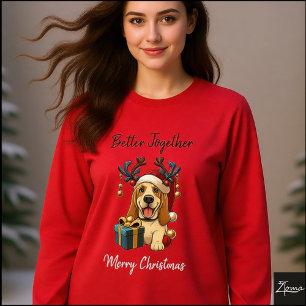 T-shirt En Tri-matière Illustration de cadeau de renne Basset de Noël