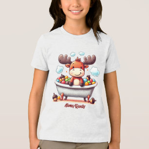 T-shirt En Tri-matière Illustration de dessin animé d'un bébé orignal mig