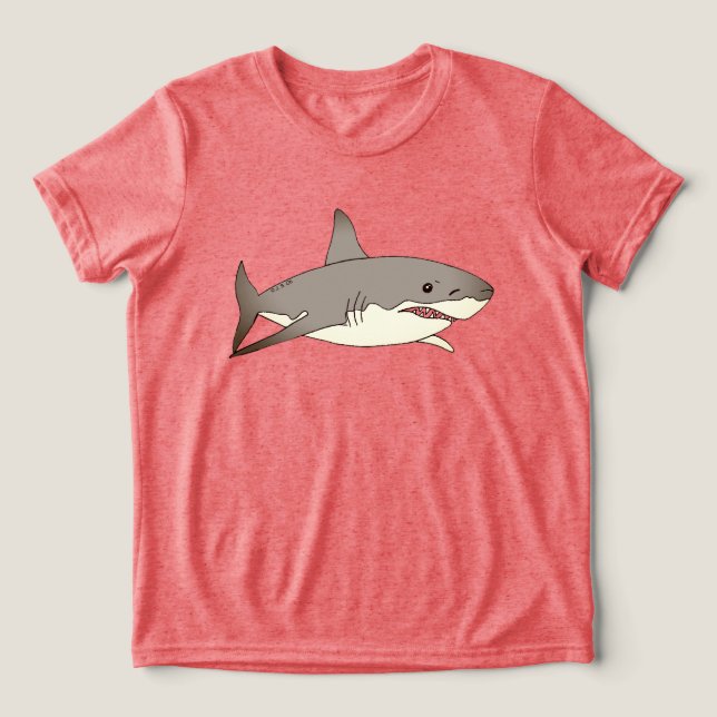T-shirt En Tri-matière Illustration de dessin de requin cool (Design Recto)