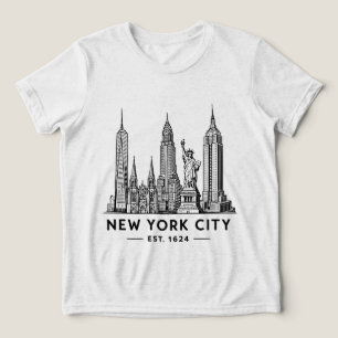 T-shirt En Tri-matière Illustration de la skyline de NYC avec la Statue d