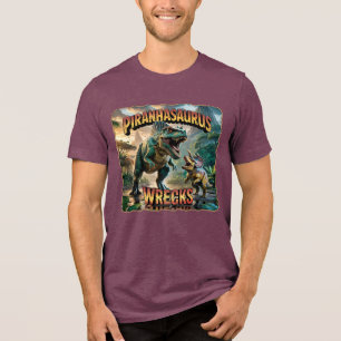 T-shirt En Tri-matière Illustration de Piranhasaurus Wrecks – Drôle et Ef