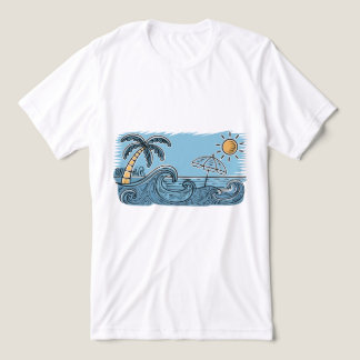 T-shirt En Tri-matière Illustration de plage aux vibrations estivales