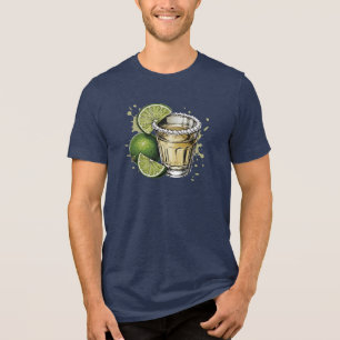 T-shirt En Tri-matière Illustration de shot de tequila au bord salé avec 