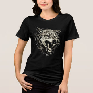 T-shirt En Tri-matière Illustration de tête de loup grognant férocement