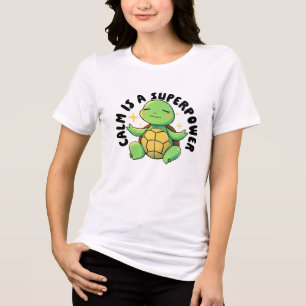 T-shirt En Tri-matière Illustration de Tortue Méditante Mignonne Santé Me