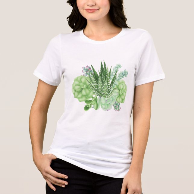T-shirt En Tri-matière Illustration des cactus aquarelle (Recto)