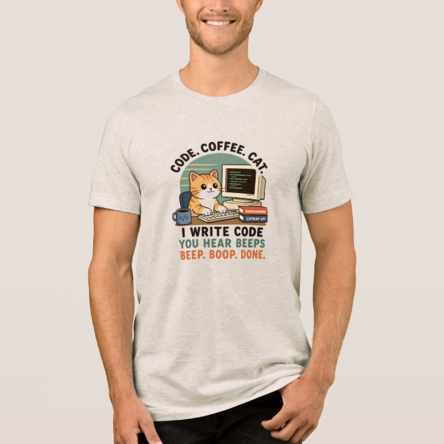 T-shirt En Tri-matière Illustration d'humour de programmeur de chat de ca (Recto)