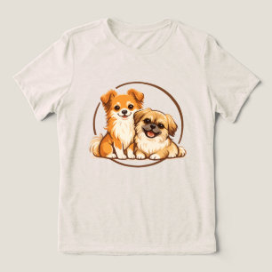 T-shirt En Tri-matière Illustration du duo de chiens Pomchi et Pékinois m