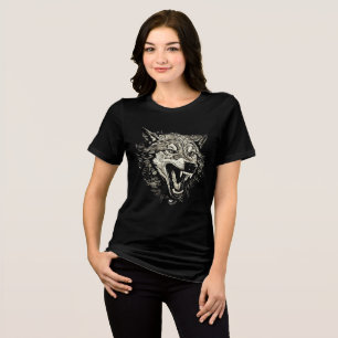T-shirt En Tri-matière Illustration d'une tête de loup féroce et grognant