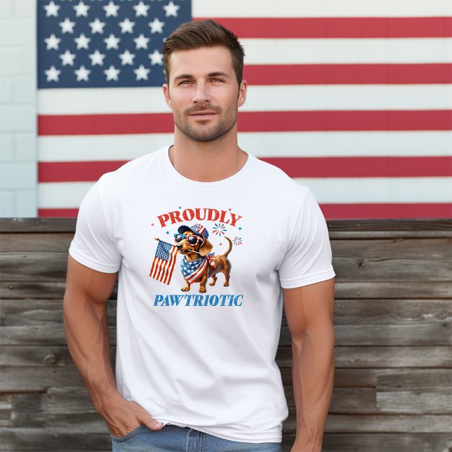 T-shirt En Tri-matière Illustration Fièrement Pawtriotique Dachshund (Créateur téléchargé)