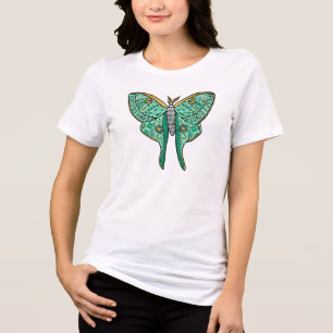 T-shirt En Tri-matière Illustration Luna Moth - Vert et Or