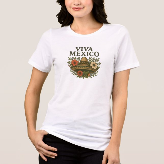 T-shirt En Tri-matière Illustration Viva Mexico Floral Sombrero (Recto)