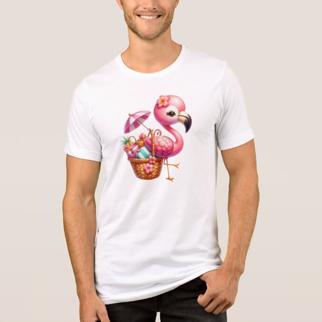 T-shirt En Tri-matière Illustrations de flamant rose de dessin animé à l' (Recto)