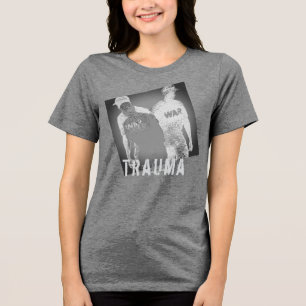 T-shirt En Tri-matière Image de guerre "Trauma" Abstraite en gris noir bl