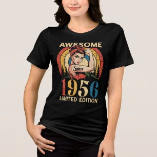 T-shirt En Tri-matière Incroyable depuis 1956 Vintage 70 ans Femme Annive