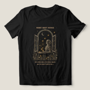 T-shirt En Tri-matière Infirmière de nuit - Lune botanique vintage fenêtr