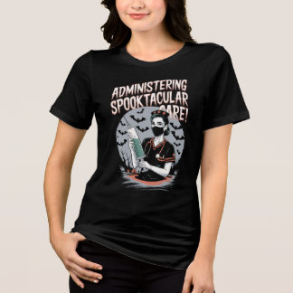 T-shirt En Tri-matière Infirmière hantée Chauve-souris d'Halloween