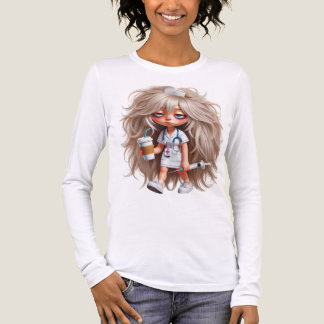 T-shirt En Tri-matière INfirmière MIGNONNE SURMENéE FATIGUée AVEC DU CAFé
