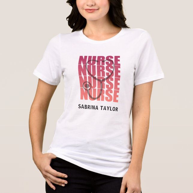 T-shirt En Tri-matière Infirmière Stéthoscope Répéter RN (Recto)